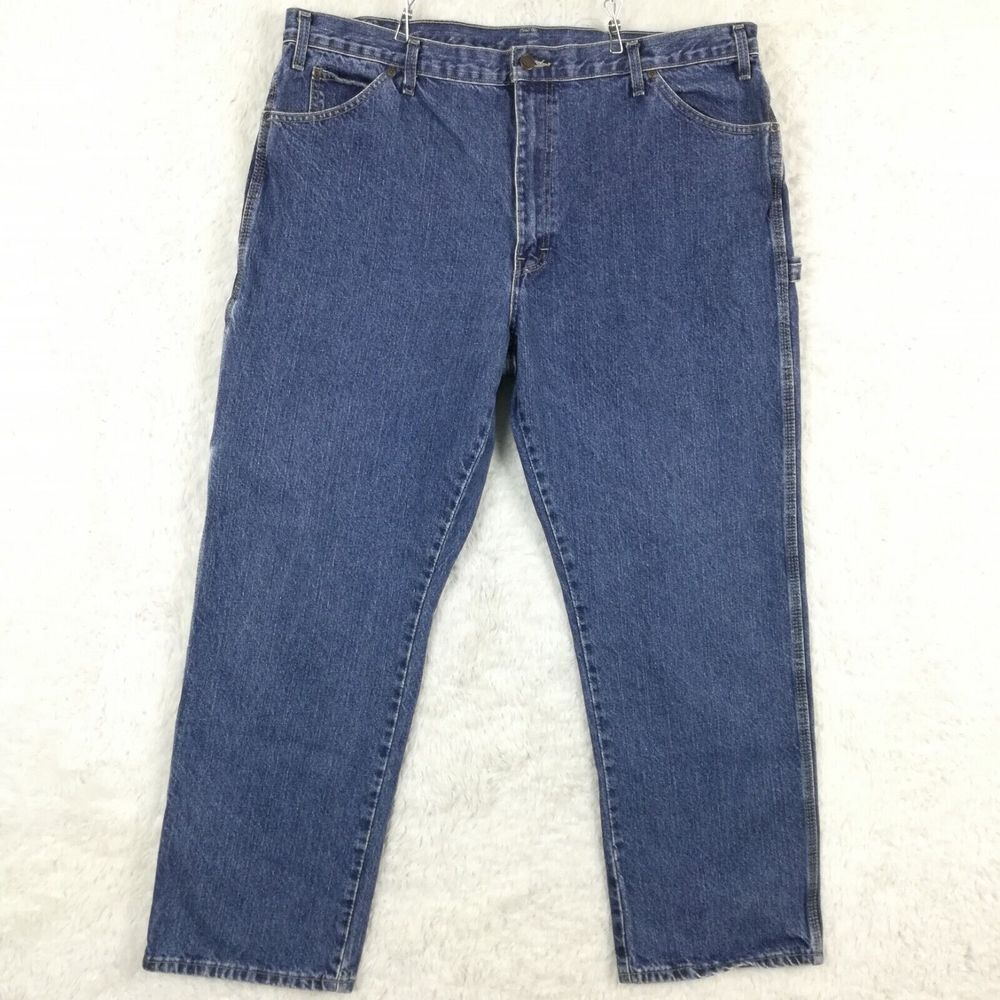 Dickies Mens Jeans Carpenter Blue Denim Medium Wash Workwear 42x32